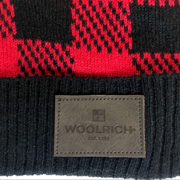 NWT Woolrich Red Buffalo Check Knit Hat - Picture 2 of 5